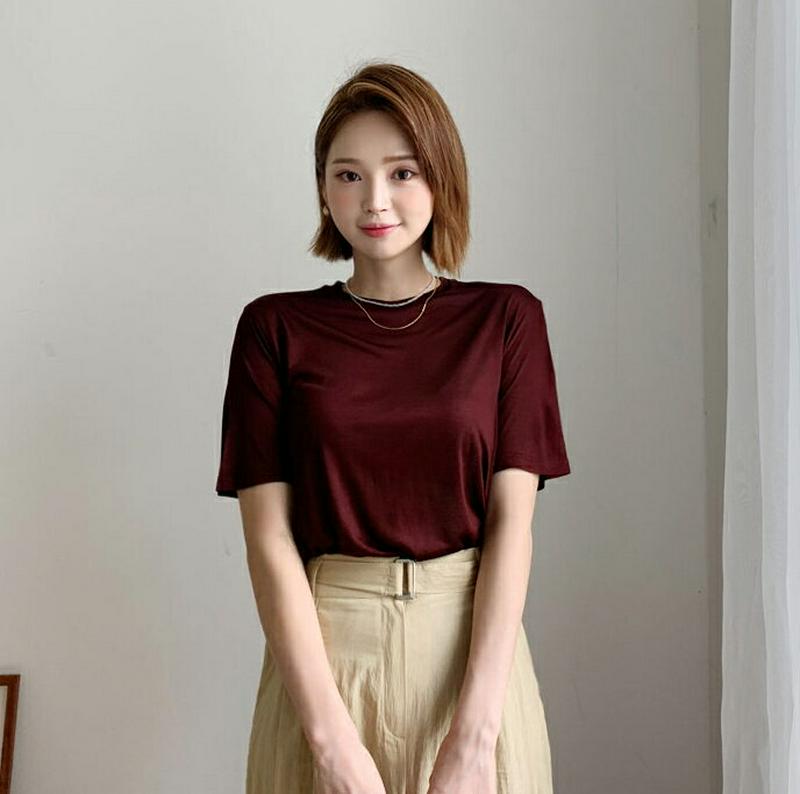 【新作10%OFF】ラウンドネックTシャツ・全5色・b47794 レディース【tops】【韓国 ファッション トップス Tシャツ