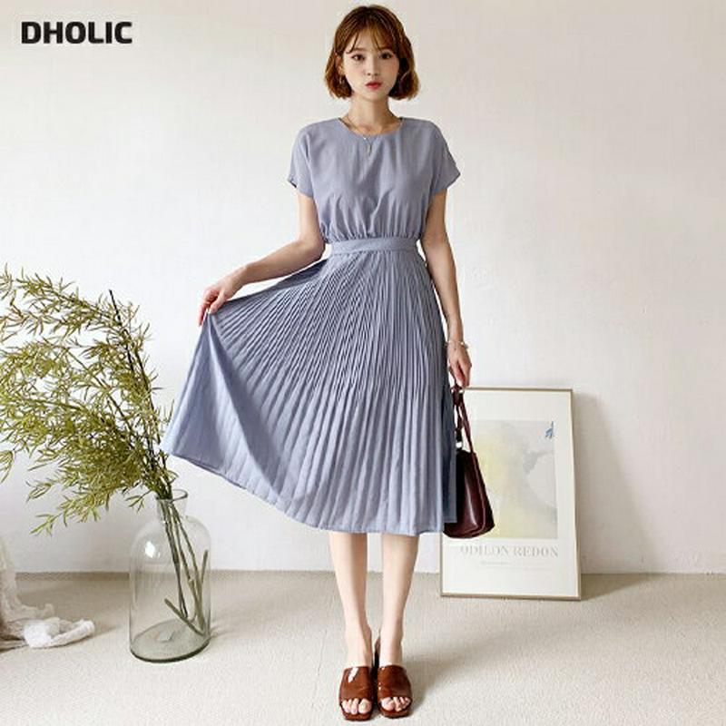 【新作10%OFF】プリーツリボンワンピース・全4色・t47811 レディース【ops】【韓国 ファッション ワンピース ミディ