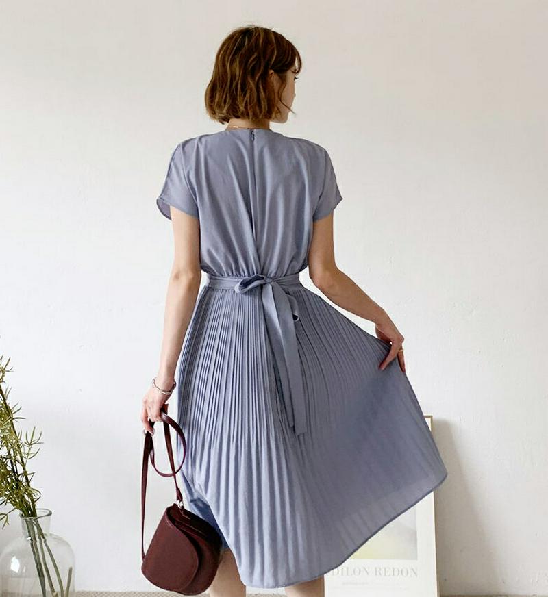 【新作10%OFF】プリーツリボンワンピース・全4色・t47811 レディース【ops】【韓国 ファッション ワンピース ミディ