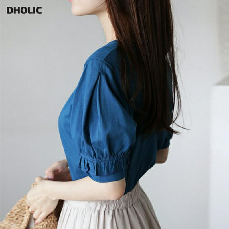 【新作10%OFF】フリルゴムスリーブTシャツ・全4色・b63376 レディース【tops】【韓国 ファッション トップス Tシ