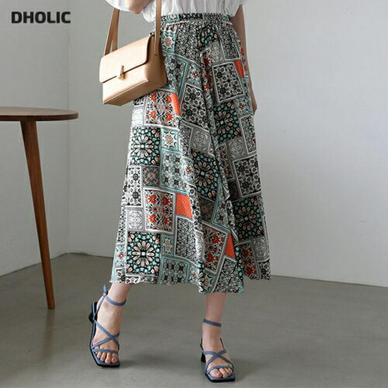 【新作10%OFF】スクエアマルチパターンスカート・全4色・b63399 レディース【sk】【韓国 ファッション スカート ロン