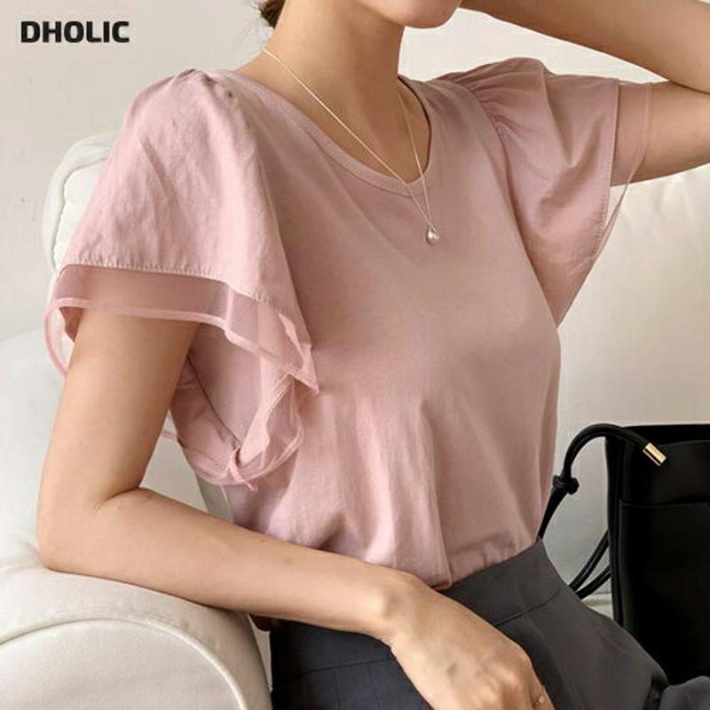【新作10%OFF】シアーフレアスリーブTシャツ・全6色・b63382 レディース【tops】【韓国 ファッション トップス T