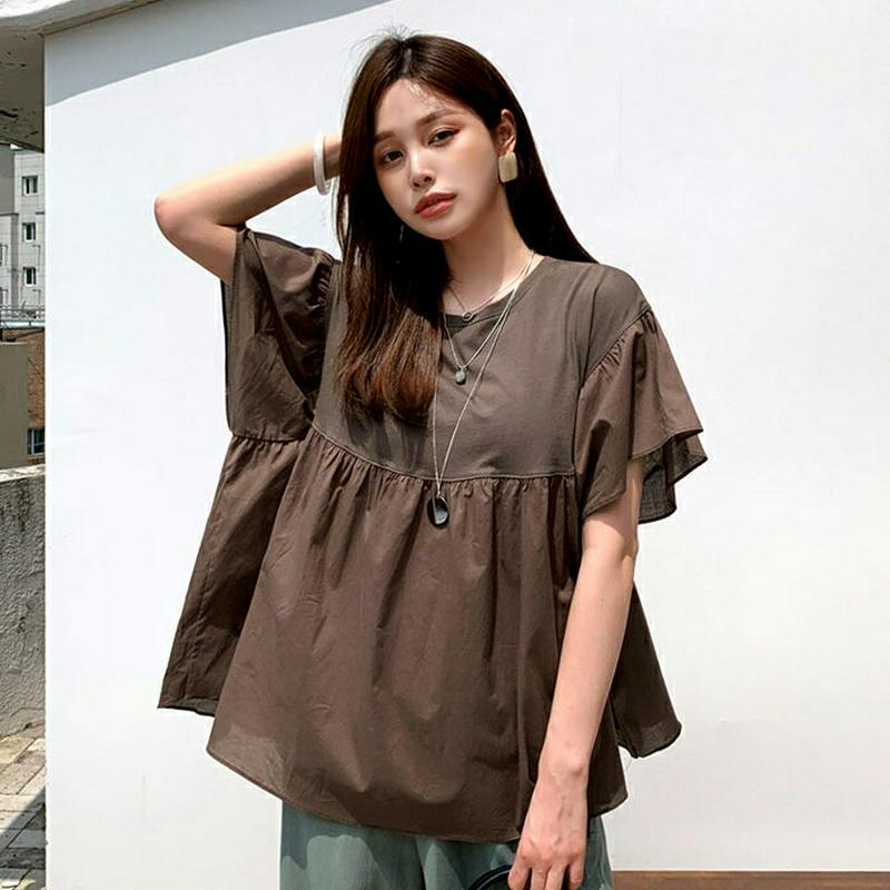 【新作10%OFF】フレアコントラストTシャツ・全3色・b63381 レディース【tops】【韓国 ファッション トップス Tシ