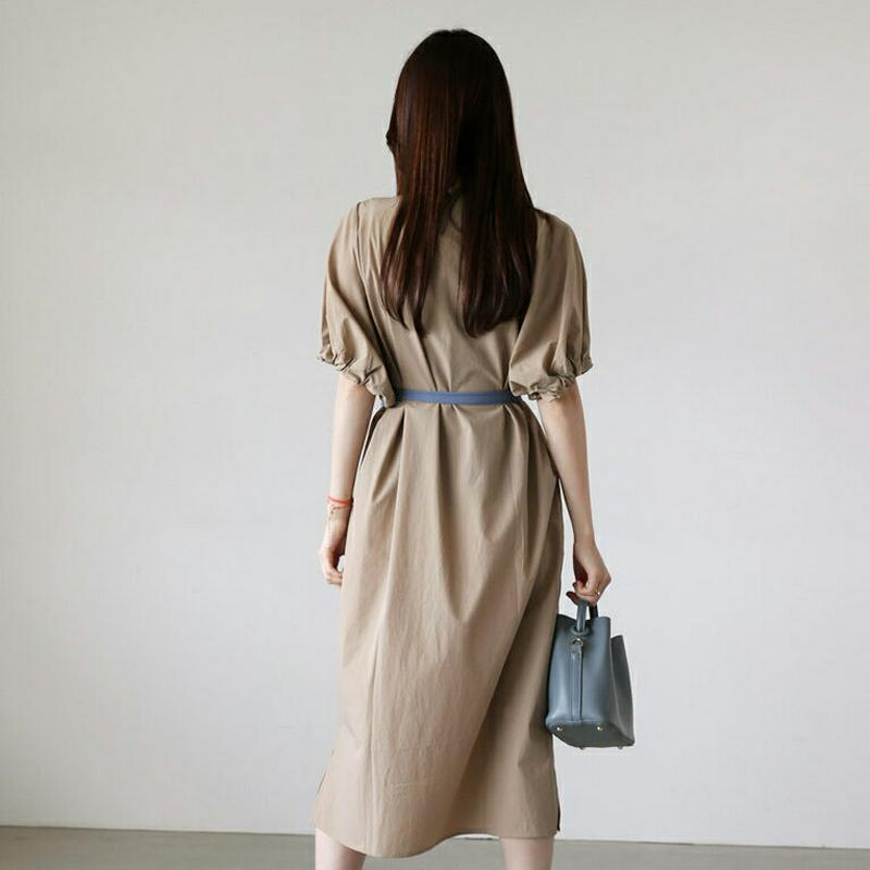 【新作10%OFF】配色ストラップ付ゴムスリーブワンピース・全3色・b63391 レディース【ops】【韓国 ファッション ワン
