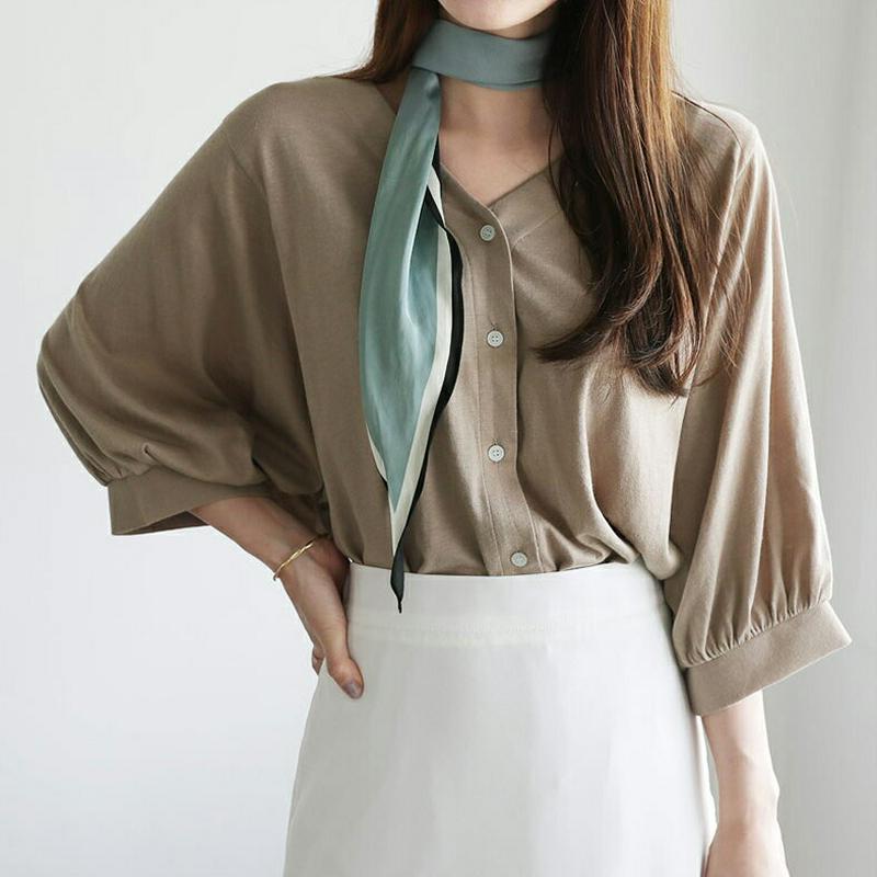 【新作10%OFF】VネックボタンTシャツ・全4色・b63383 レディース【tops】【韓国 ファッション トップス Tシャツ