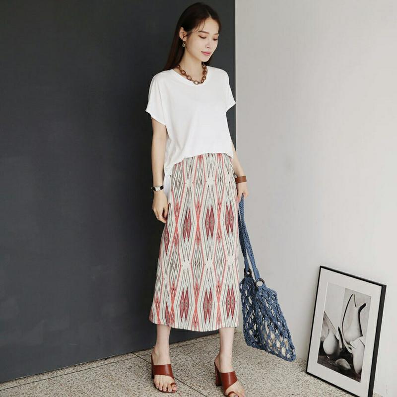 【新作10%OFF】Tシャツ&パターンスカートSET・全3色・b63339 レディース【ops】【韓国 ファッション セット商品