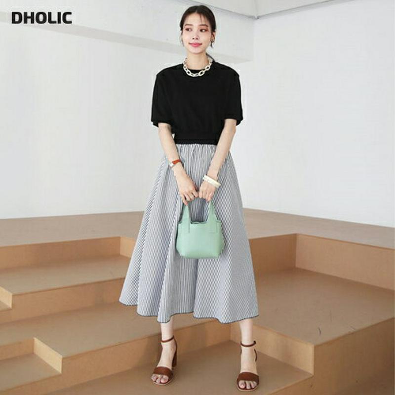 【新作10%OFF】ストライプコントラストワンピース・全2色・b63337 レディース【ops】【韓国 ファッション ワンピース