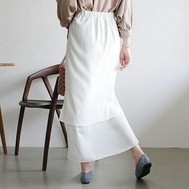 【新作10%OFF】レイヤードHラインスカート・全2色・t63400 レディース【sk】【韓国 ファッション スカート ロング 