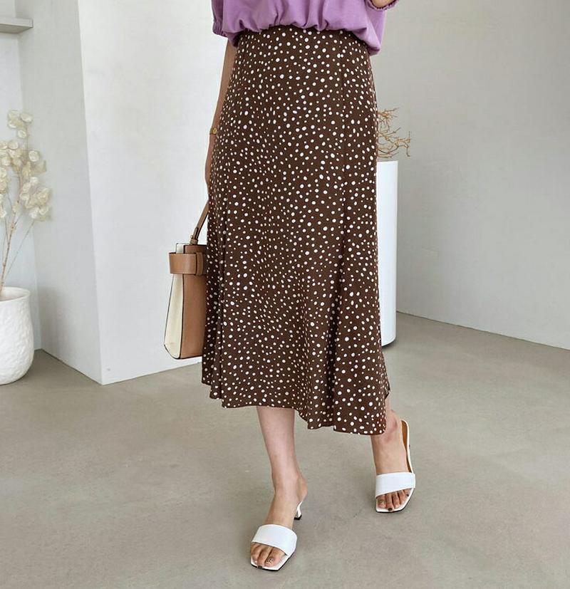 ドットフレアスカート・全2色・b60469 レディース【sk】【韓国 ファッション ボトムス スカート ロング丈 ロングスカート
