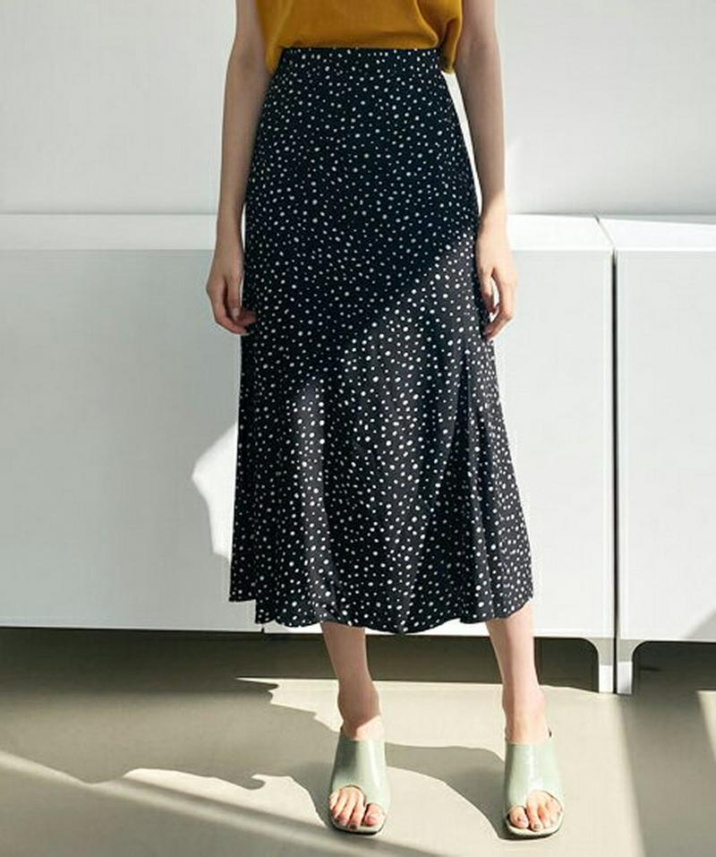 ドットフレアスカート・全2色・b60469 レディース【sk】【韓国 ファッション ボトムス スカート ロング丈 ロングスカート