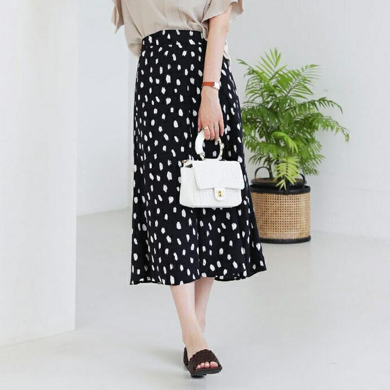 ドットフレアスカート・全2色・t63273 レディース【sk】【韓国 ファッション スカート ロング ロングスカート ドット 柄