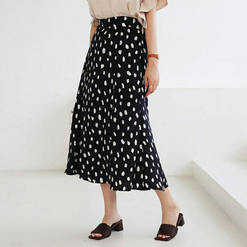 ドットフレアスカート・全2色・t63273 レディース【sk】【韓国 ファッション スカート ロング ロングスカート ドット 柄