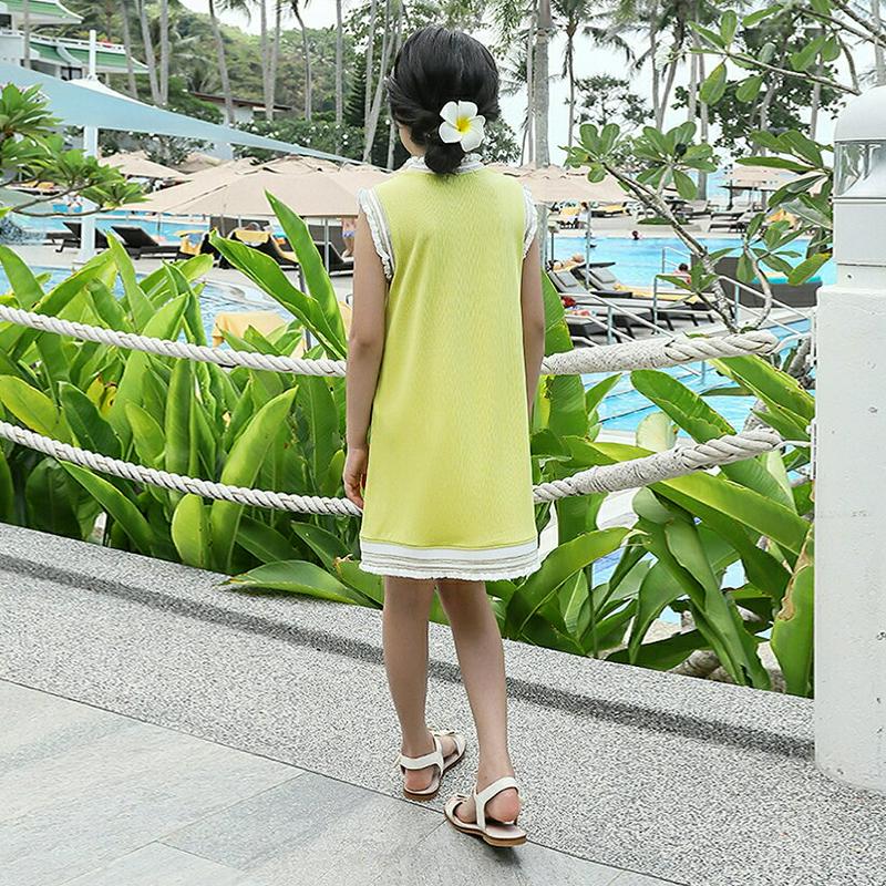 配色フリルヘムワンピース・p003687 キッズ【3~8才】【ops】【ワンピース ミニワンピース 膝上 スリーブレス ノースリ