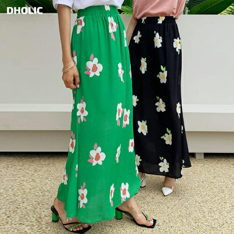 フラワープリントスカート・全2色・b60468 レディース【sk】【韓国 ファッション ボトムス スカート ロング丈 ロングスカ