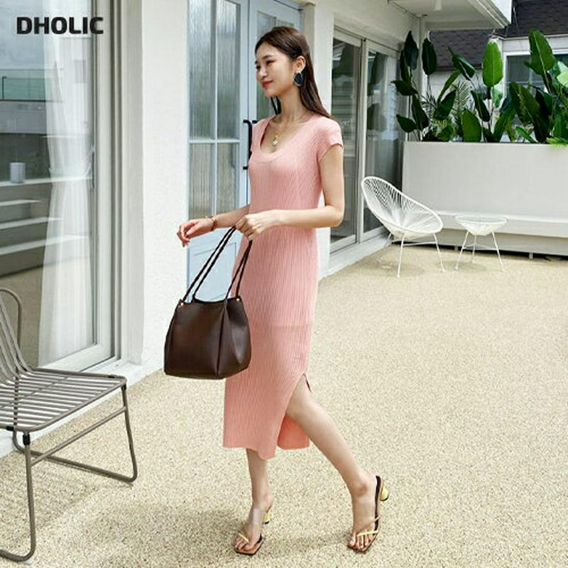 Uネックリブワンピース・全4色・t60459 レディース【ops】【韓国 ファッション ワンピース ロングワンピース フレンチス