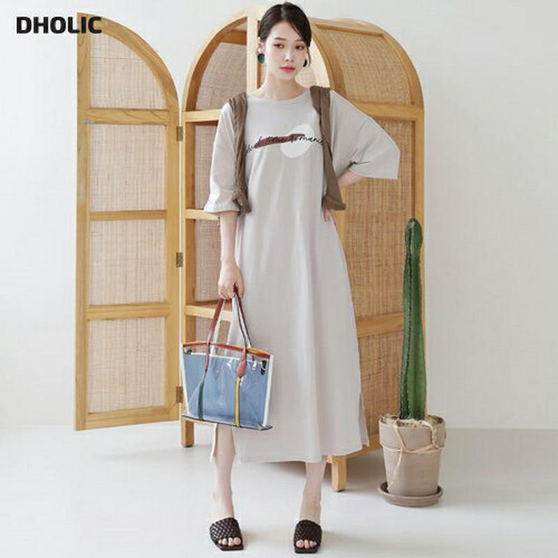 レタリングロングワンピース・全3色・b63266 レディース【ops】【韓国 ファッション ワンピース ロング ロングワンピース