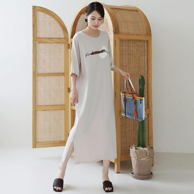 レタリングロングワンピース・全3色・b63266 レディース【ops】【韓国 ファッション ワンピース ロング ロングワンピース