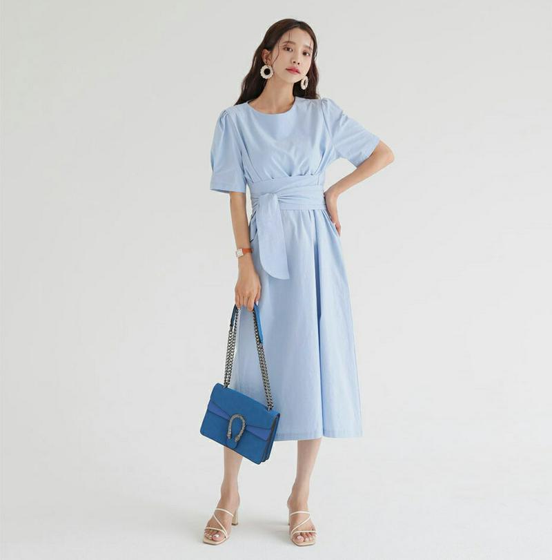 ウエストタイパフワンピース・全4色・t56629 レディース【ops】【韓国 ファッション ワンピース ロング丈 ロングワンピー