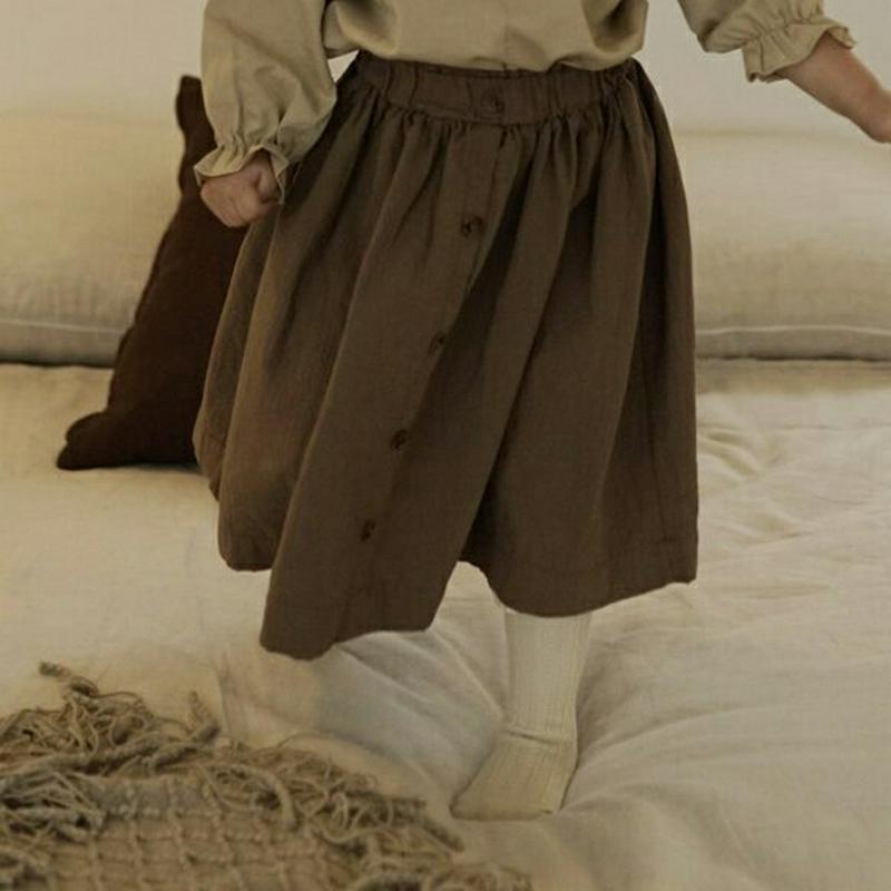 【新作10%OFF】ボタンポイントフレアスカート・u04680 キッズ【3~8才】【sk】【ボトムス スカート ロングスカート 