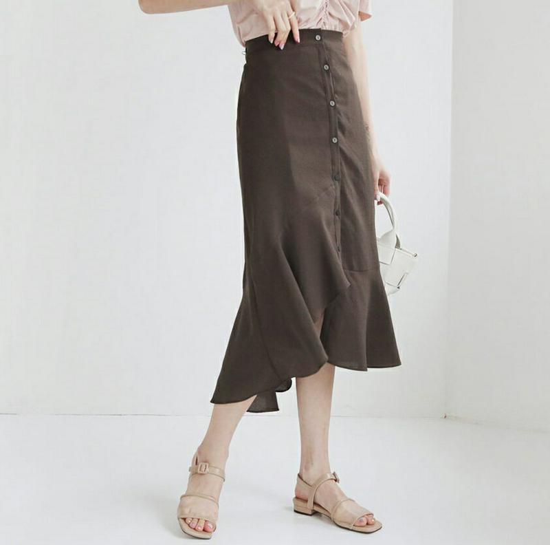 【新作10%OFF】アンバランスボタンスカート・全3色・b47872 レディース【sk】【韓国 ファッション ボトムス スカート