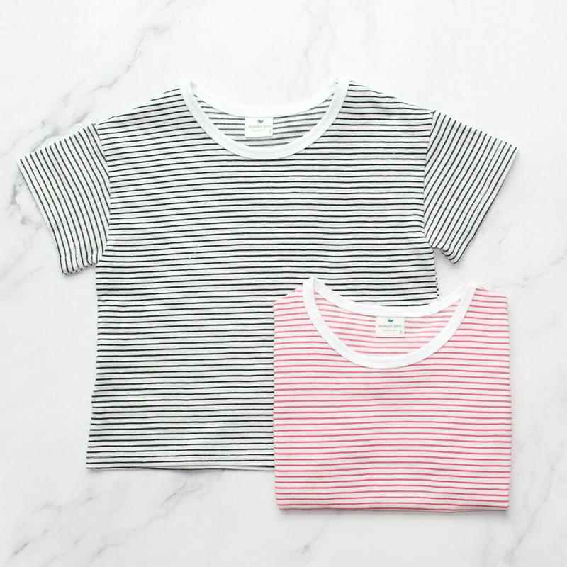 ボーダーTシャツ&パンツSET(ブラック)・p004663 キッズ【3~8才】【set】【セットアップ セット setup Tシャツ 半袖 ラウンドネック パンツ ショートパンツ ボーダー カジュアル 女の子 男の子 韓国 韓国子供服 子供 こども 子供服 こども服】【KIDS】