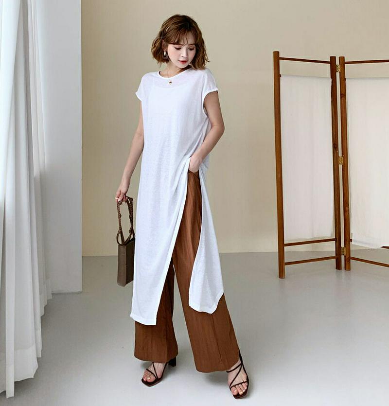 【新作10%OFF】ダイアゴナルヘムロングTシャツ・全3色・t47867 レディース【tops】【韓国 ファッション トップス 