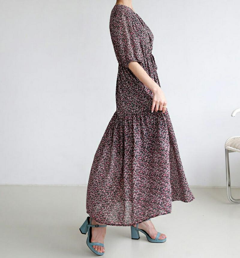 【新作10%OFF】フローラルロングワンピース・全2色・e47866 レディース【ops】【韓国 ファッション ワンピース ロン
