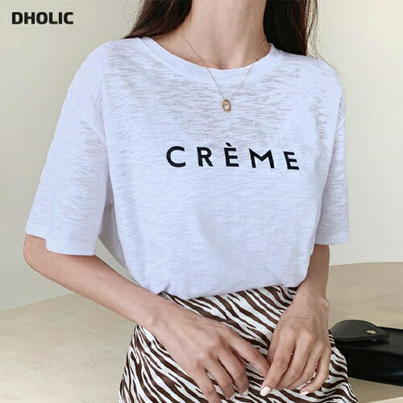 【新作10%OFF】CR?MEロゴTシャツ・全5色・b47878 レディース【tops】【韓国 ファッション トップス Tシャツ