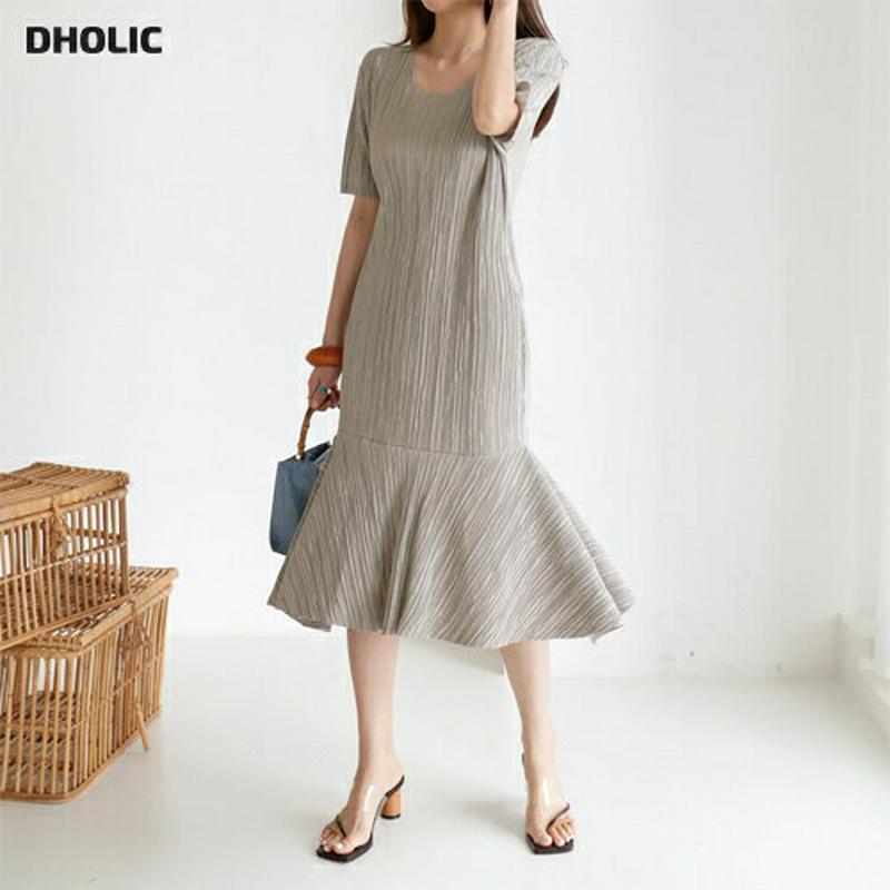 【新作10%OFF】Vネックプリーツフレアワンピース・全3色・b63425 レディース【ops】【韓国 ファッション ワンピース