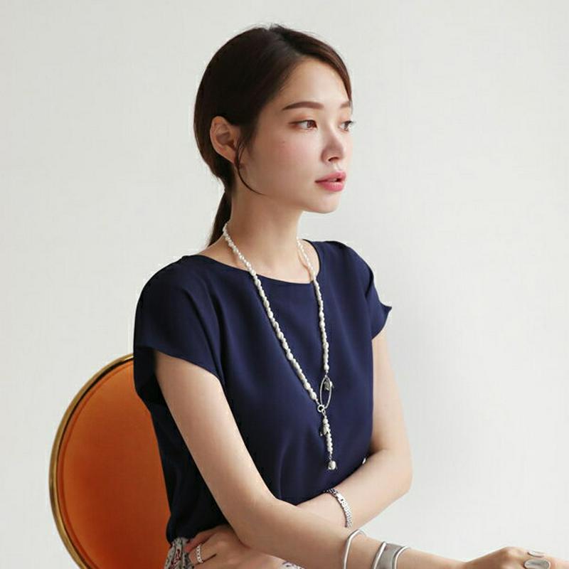 【新作10%OFF】シフォンフレンチスリーブブラウス・全4色・b63413 レディース【bl】【韓国 ファッション トップス ブ