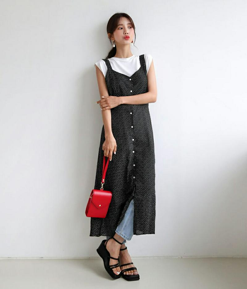 【新作10%OFF】小花柄ビスチェワンピース・全3色・t47865 レディース【ops】【韓国 ファッション ワンピース ロング