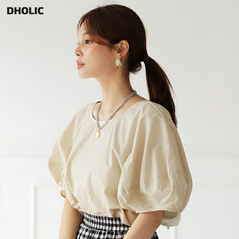 【新作10%OFF】バックリボンパフブラウス・全2色・t63420 レディース【bl】【韓国 ファッション トップス ブラウス 