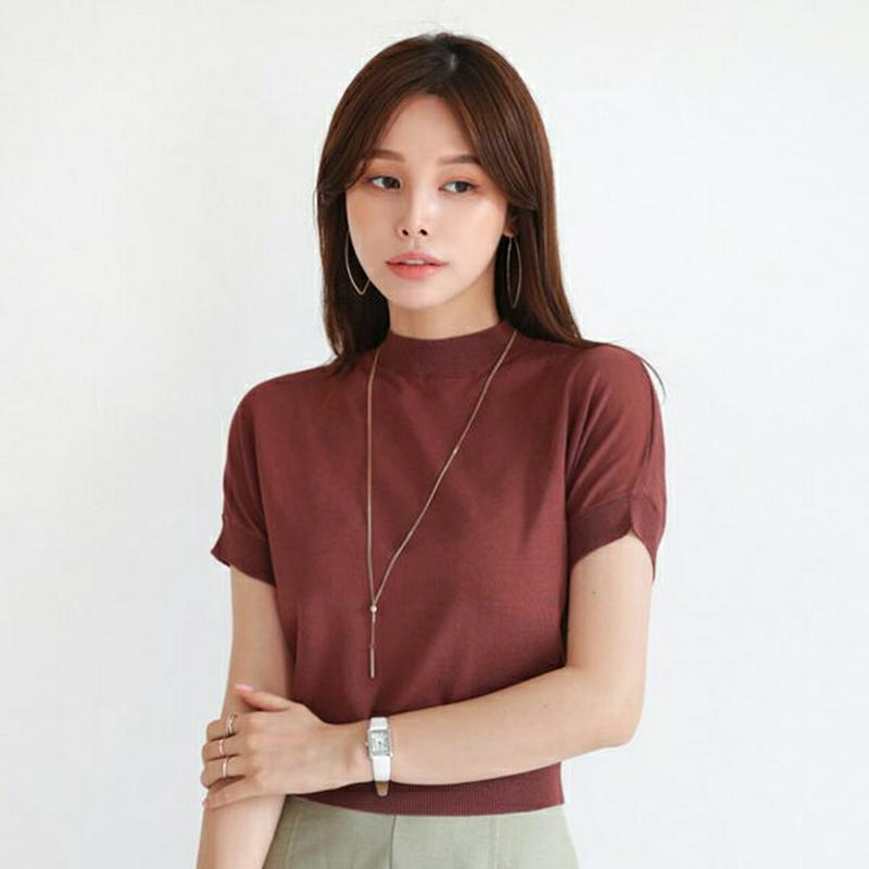 ハーフネックニット・全4色・b63452 レディース【tops】【韓国 ファッション トップス ニット ニットトップス ハーフネ