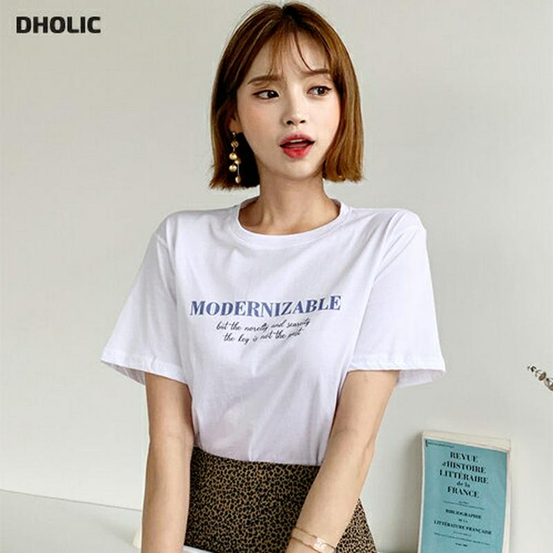 レタリングコットンTシャツ・全4色・t60628 レディース【tops】【韓国 ファッション トップス Tシャツ 半袖 ショート