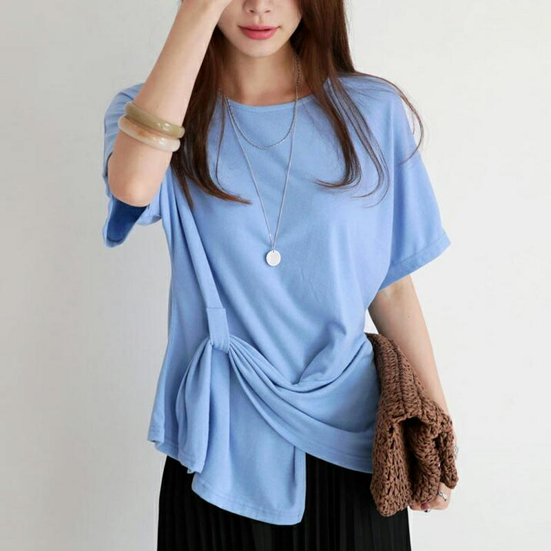 ラウンドディテールTシャツ・全4色・b63458 レディース【tops】【韓国 ファッション トップス Tシャツ 半袖 ハーフス