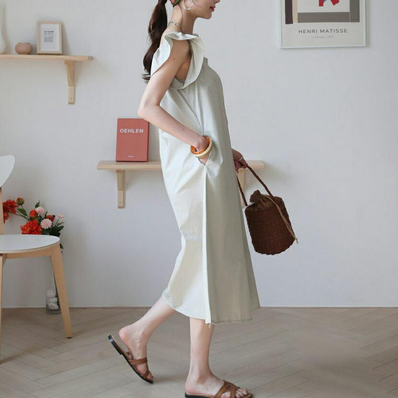 スクエアフリルワンピース・全2色・t63465 レディース【ops】【韓国 ファッション ワンピース ロング ロングワンピース 