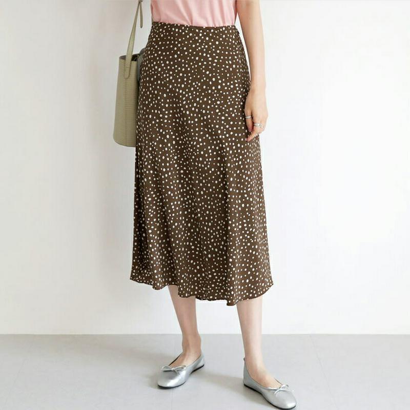 ドットフレアスカート・全2色・t63478 レディース【sk】【韓国 ファッション スカート ロング ロングスカート ドット 柄