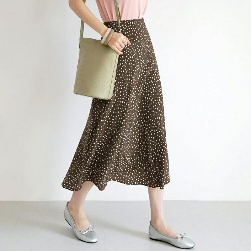 ドットフレアスカート・全2色・t63478 レディース【sk】【韓国 ファッション スカート ロング ロングスカート ドット 柄