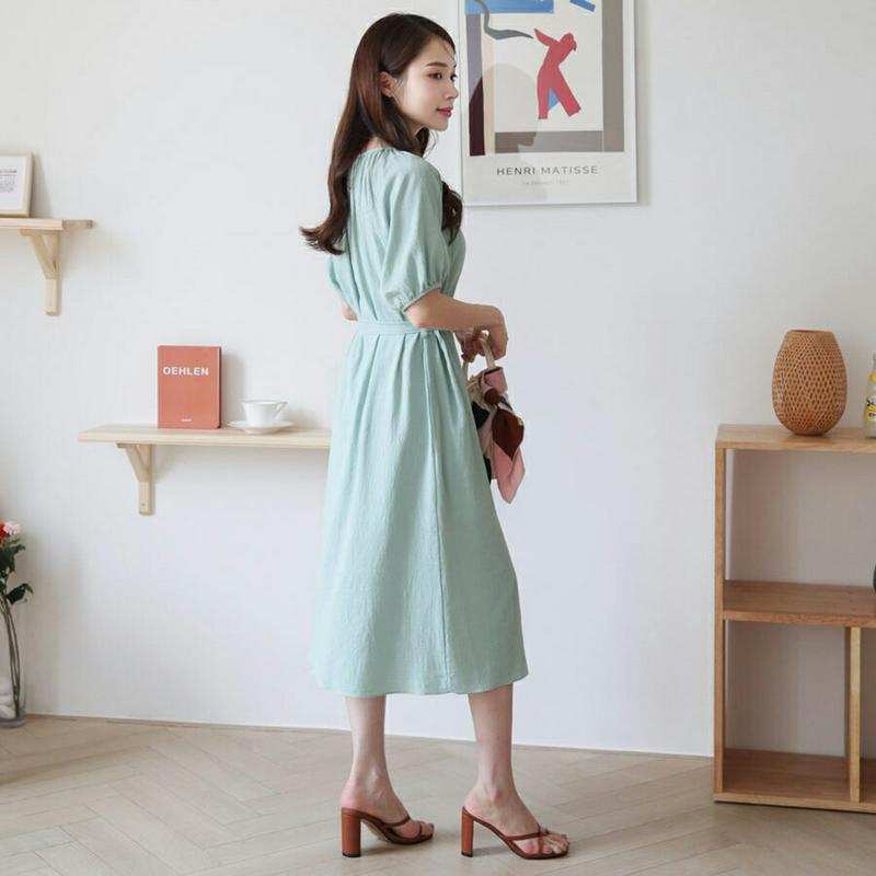 ストラップ付ボタンワンピース・全3色・t63472 レディース【ops】【韓国 ファッション ワンピース ロング ロングワンピー