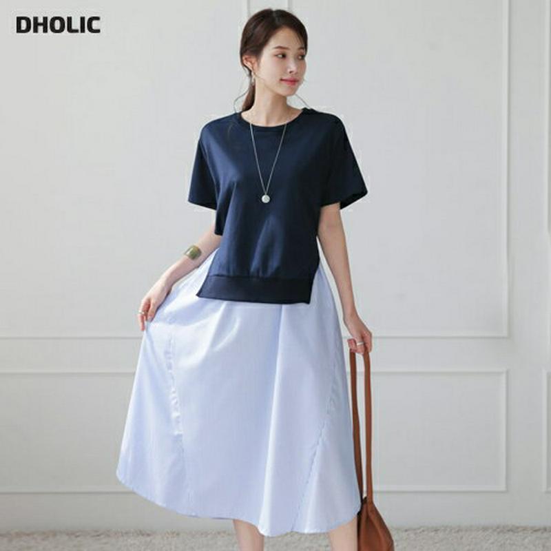 ストライプコントラストワンピース・全2色・b63470 レディース【ops】【韓国 ファッション ワンピース ロング ロングワン