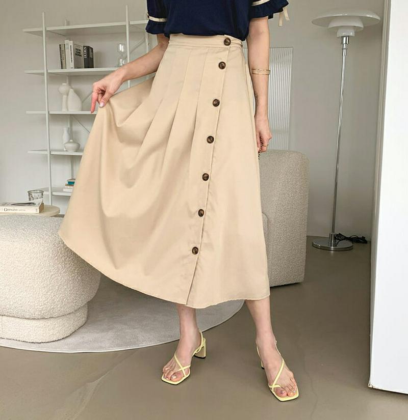 タックボタンラップスカート・全2色・b60654 レディース【sk】【韓国 ファッション ボトムス スカート ロング丈 ロングス