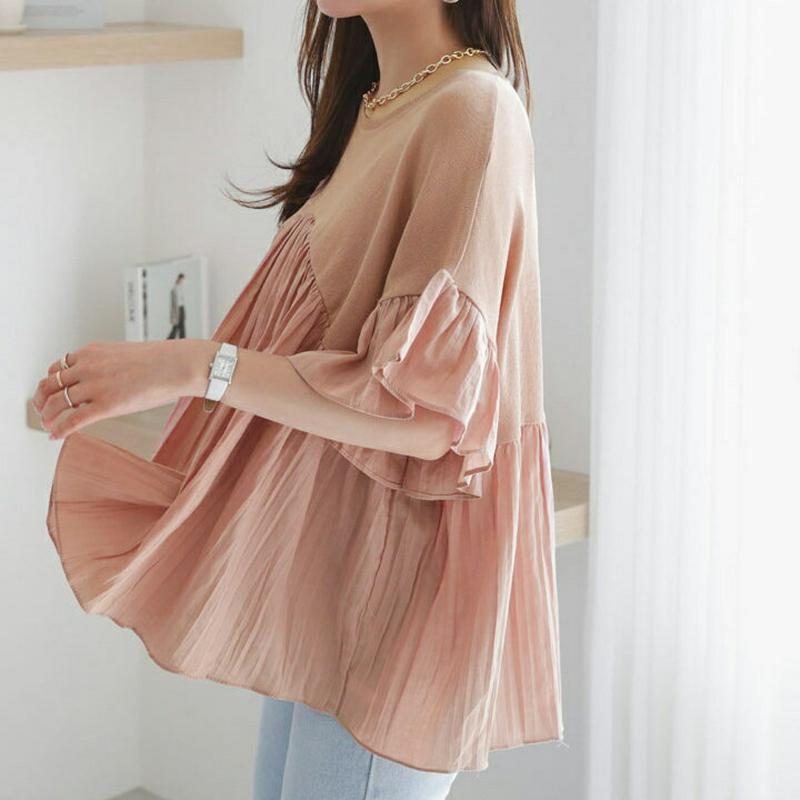 フレアコントラストニット・全3色・b63453 レディース【tops】【韓国 ファッション トップス ニット ニットトップス 半