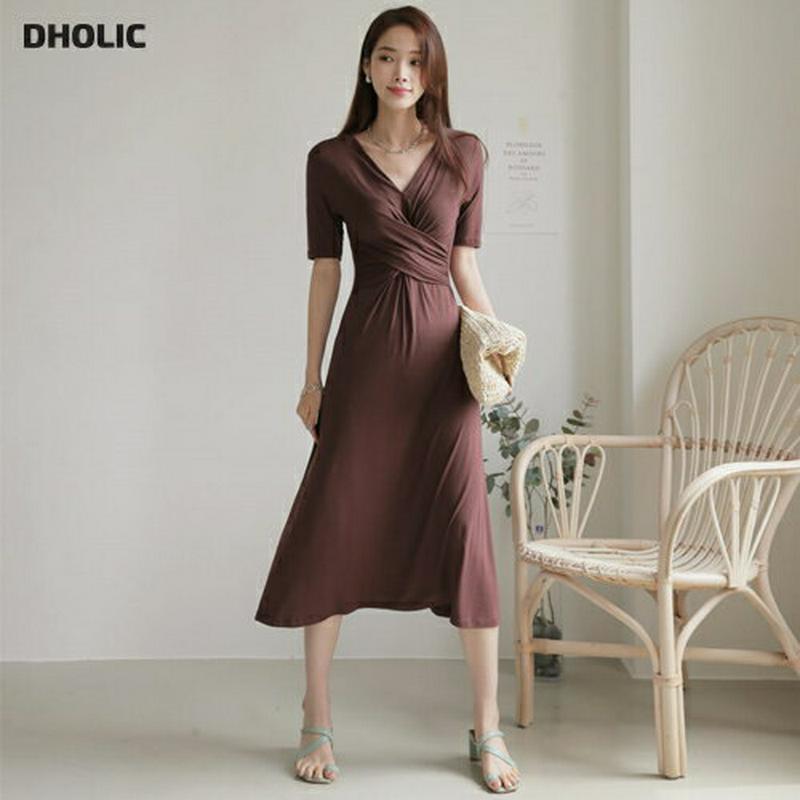 クロスVネックワンピース・全3色・b63468 レディース【ops】【韓国 ファッション ワンピース ロング ロングワンピース 