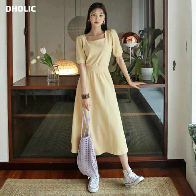 【新作10%OFF】スクエアフレアワンピース・全3色・b60668 レディース【ops】【韓国 ファッション ワンピース ロング