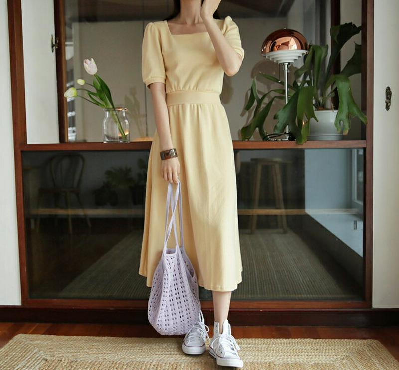 【新作10%OFF】スクエアフレアワンピース・全3色・b60668 レディース【ops】【韓国 ファッション ワンピース ロング