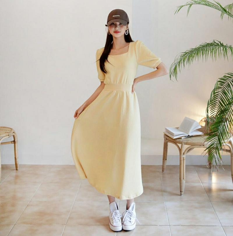 【新作10%OFF】スクエアフレアワンピース・全3色・b60668 レディース【ops】【韓国 ファッション ワンピース ロング