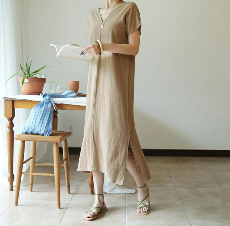 【新作10%OFF】Vネックワンピース・全4色・b60516 レディース【ops】【韓国 ファッション ワンピース ロングワンピ