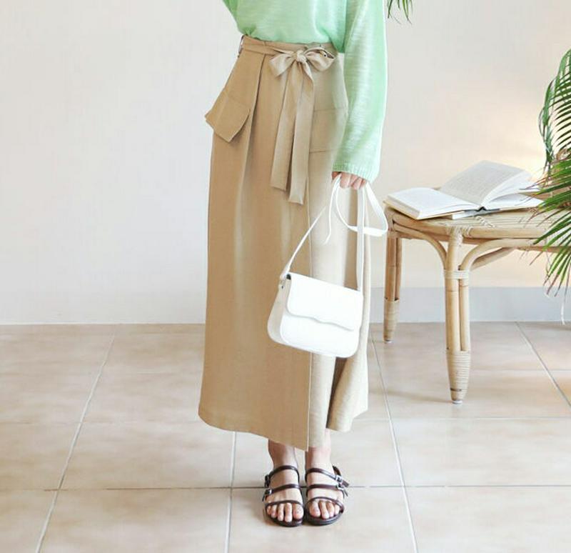 【新作10%OFF】ストラップ付フラップスカート・全3色・b60537 レディース【sk】【韓国 ファッション ボトムス スカー