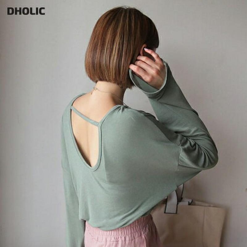【新作10%OFF】バックストラップTシャツ・全3色・t60500 レディース【tops】【韓国 ファッション トップス Tシャ