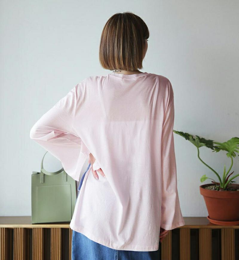 【新作10%OFF】ディープスリットTシャツ・全3色・t60501 レディース【tops】【韓国 ファッション トップス Tシャ